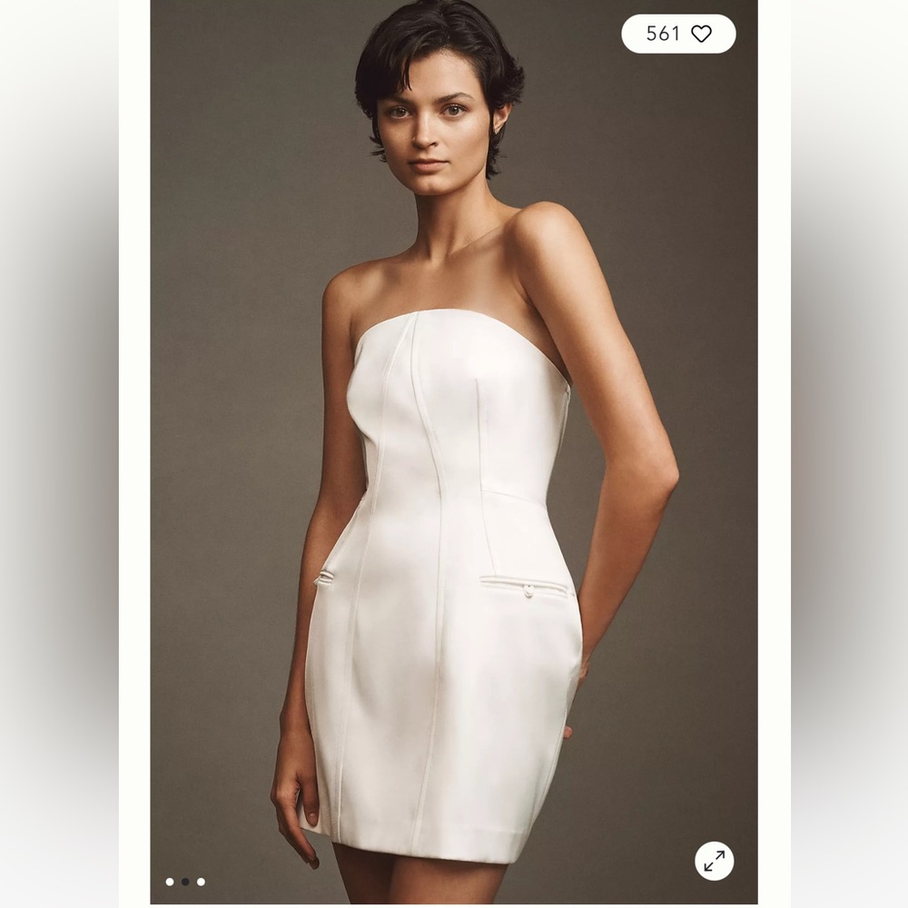 BHLDN Strapless Mini Dress in Ivory White